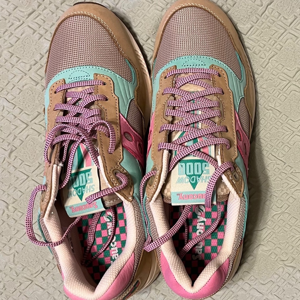 Saucony Shadow 5000 shoes Pink Teal Tan NEW WITHOUT BOX - Picture 8 of 8
